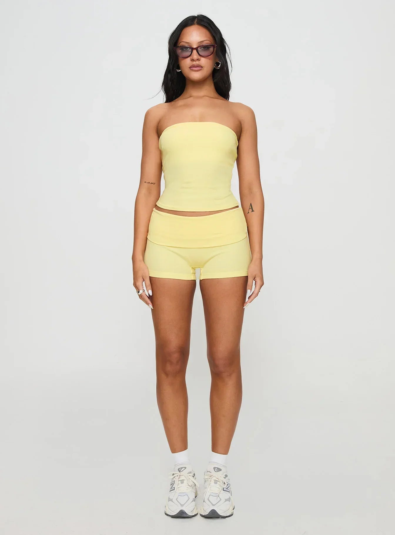 Baseline Low Rise Rib Shorts Yellow