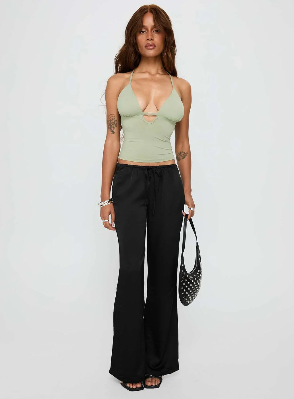 Norwalk Plunge Neck Top Sage