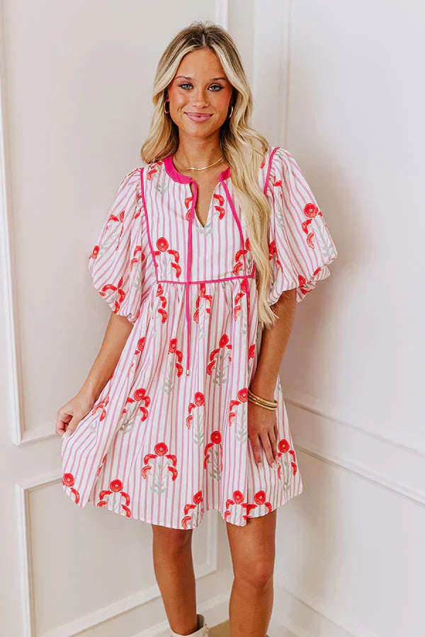 Modern Lines Floral Mini Dress