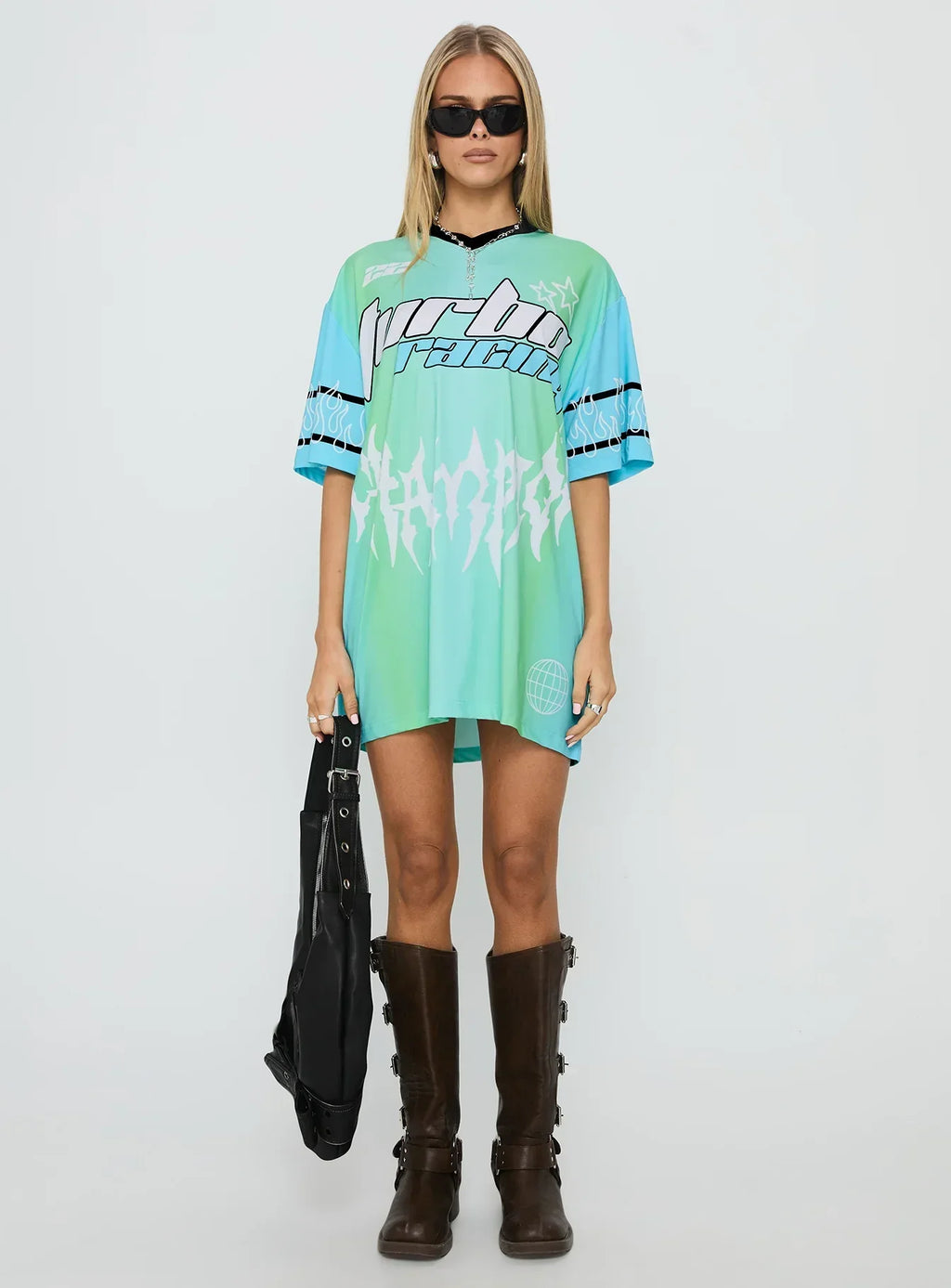 Turbo Champion Moto Jersey Top Blue / Green