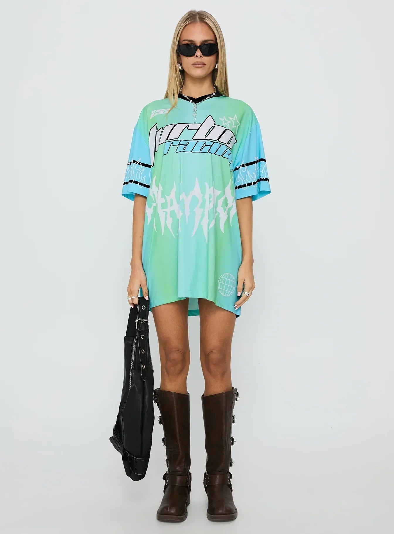 Turbo Champion Moto Jersey Top Blue / Green