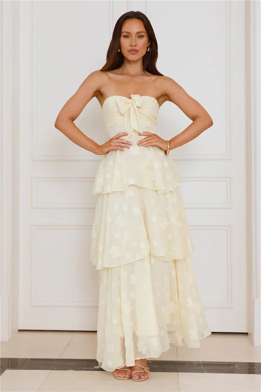 Tranquil Twilight Strapless Maxi Dress Yellow