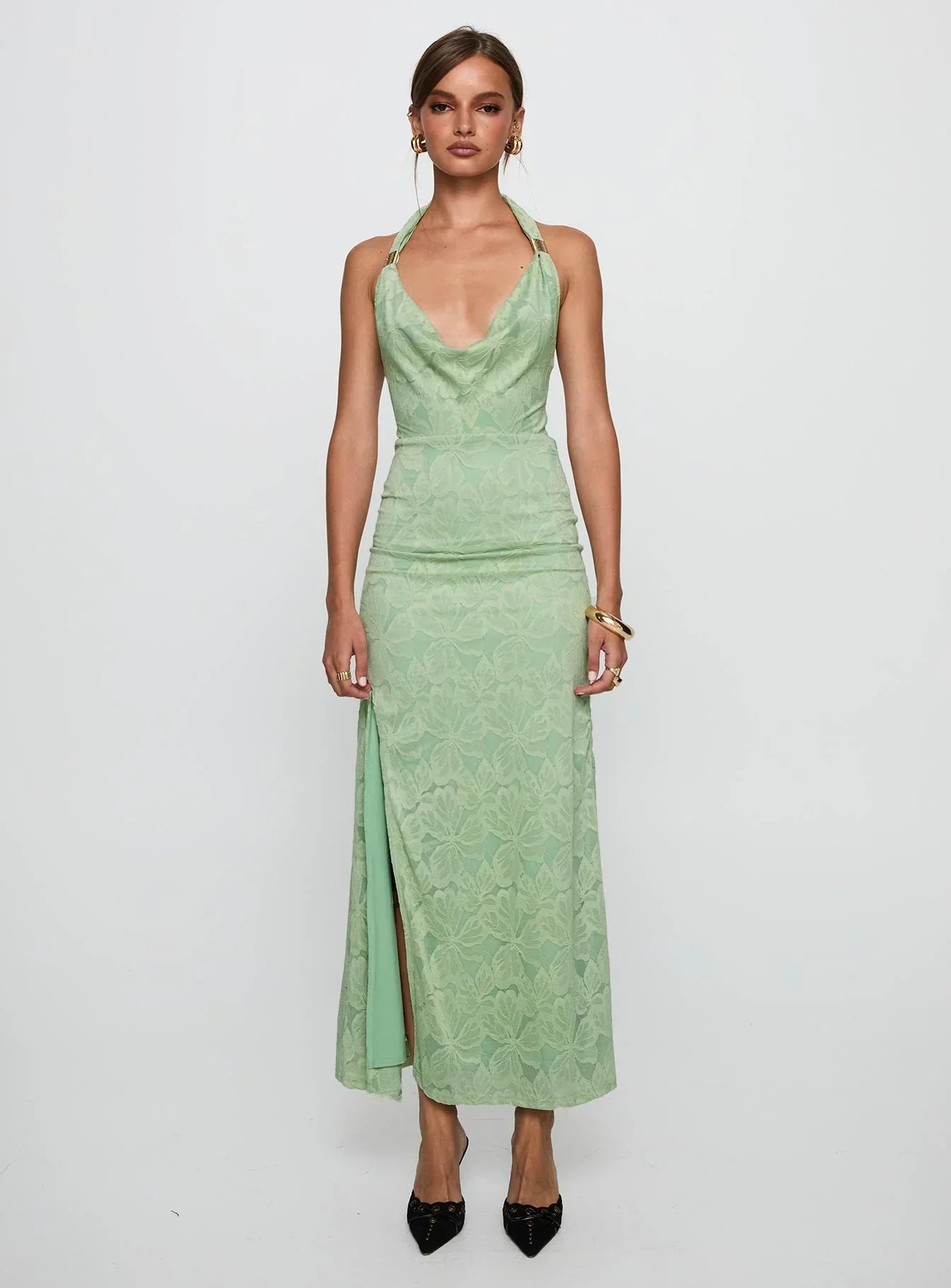 Starfall Halter Maxi Dress Sage
