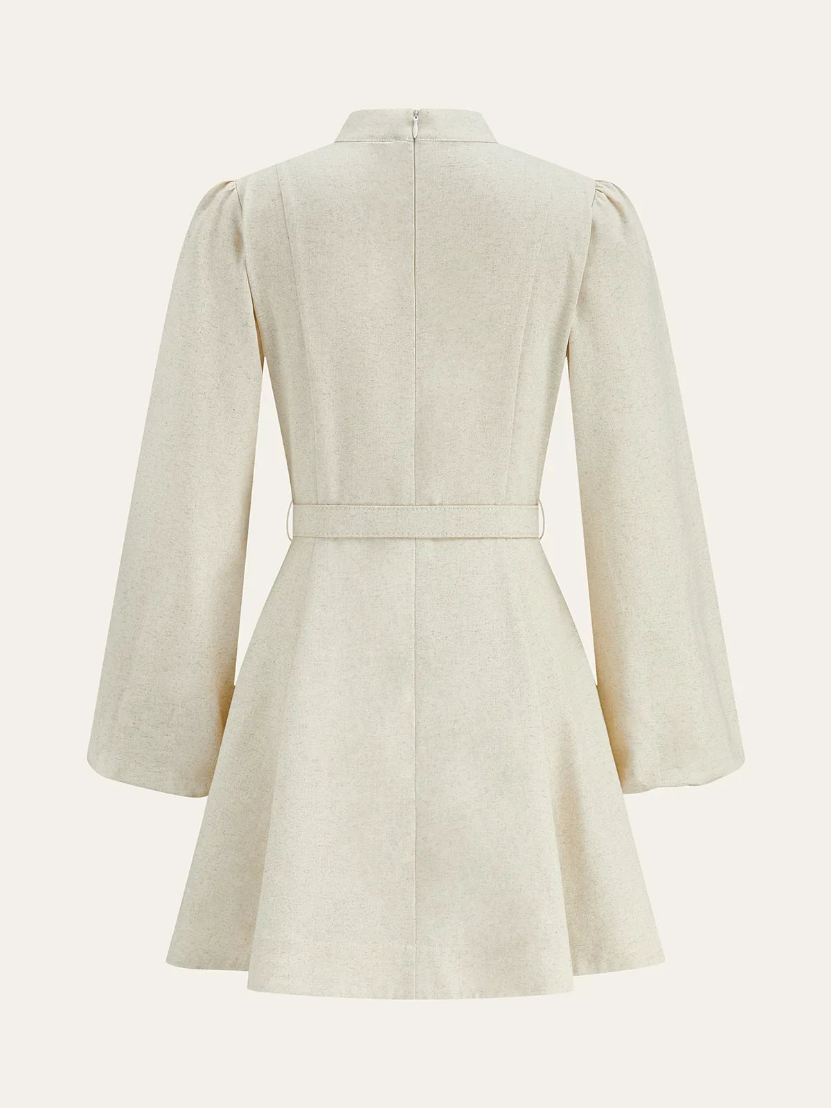 Cotton & Linen Belted Button Mini Dress