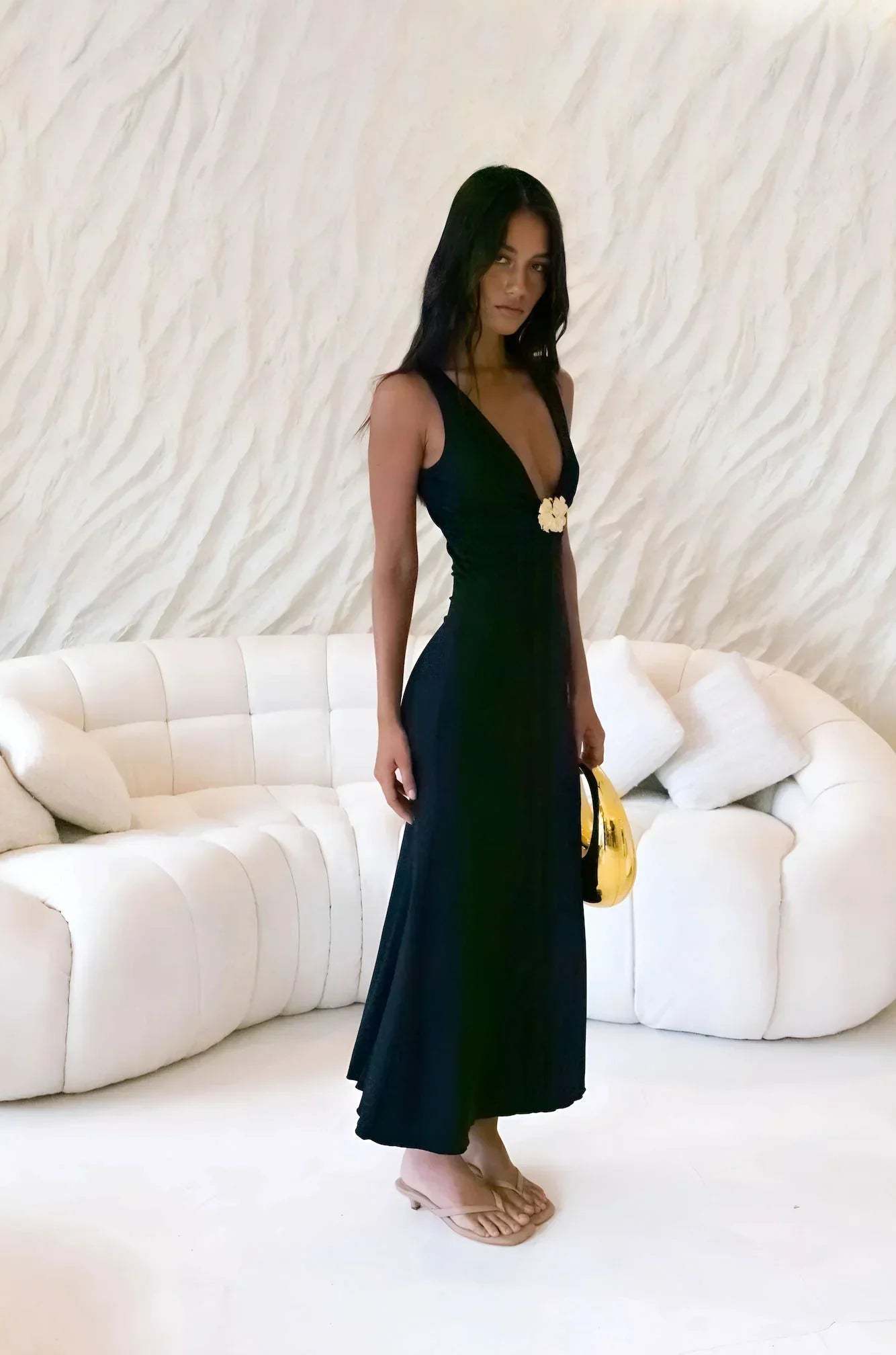 Coastal Caprice Maxi Dress Black