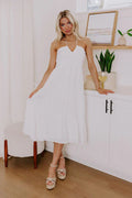 Coastal Views Halter Midi Dress in White
