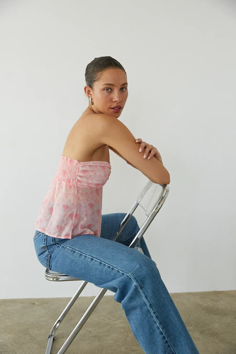 Kalel Floral Chiffon Babydoll Top