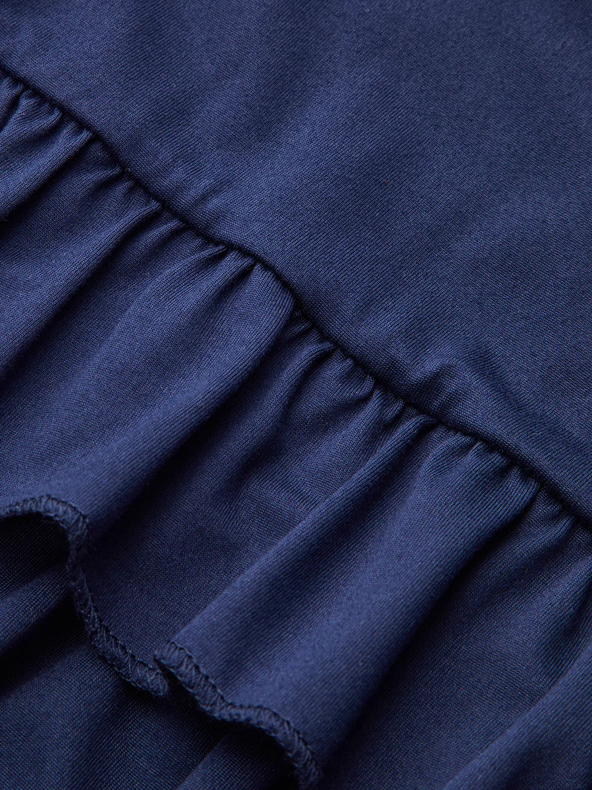 Long Sleeve Ruched Waist Layered Ruffle Dress