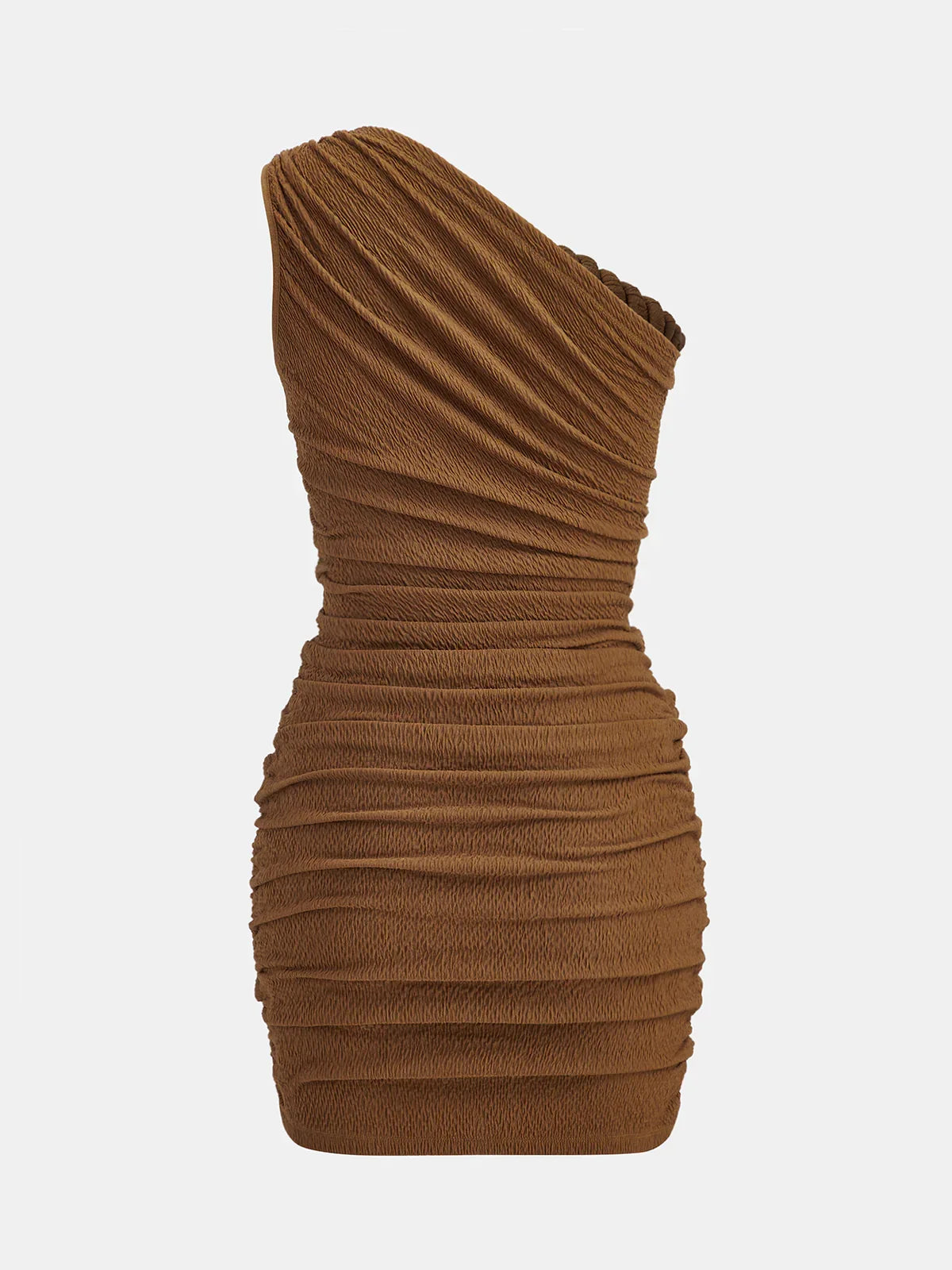 One-Shoulder Rope Ruched Mini Dress