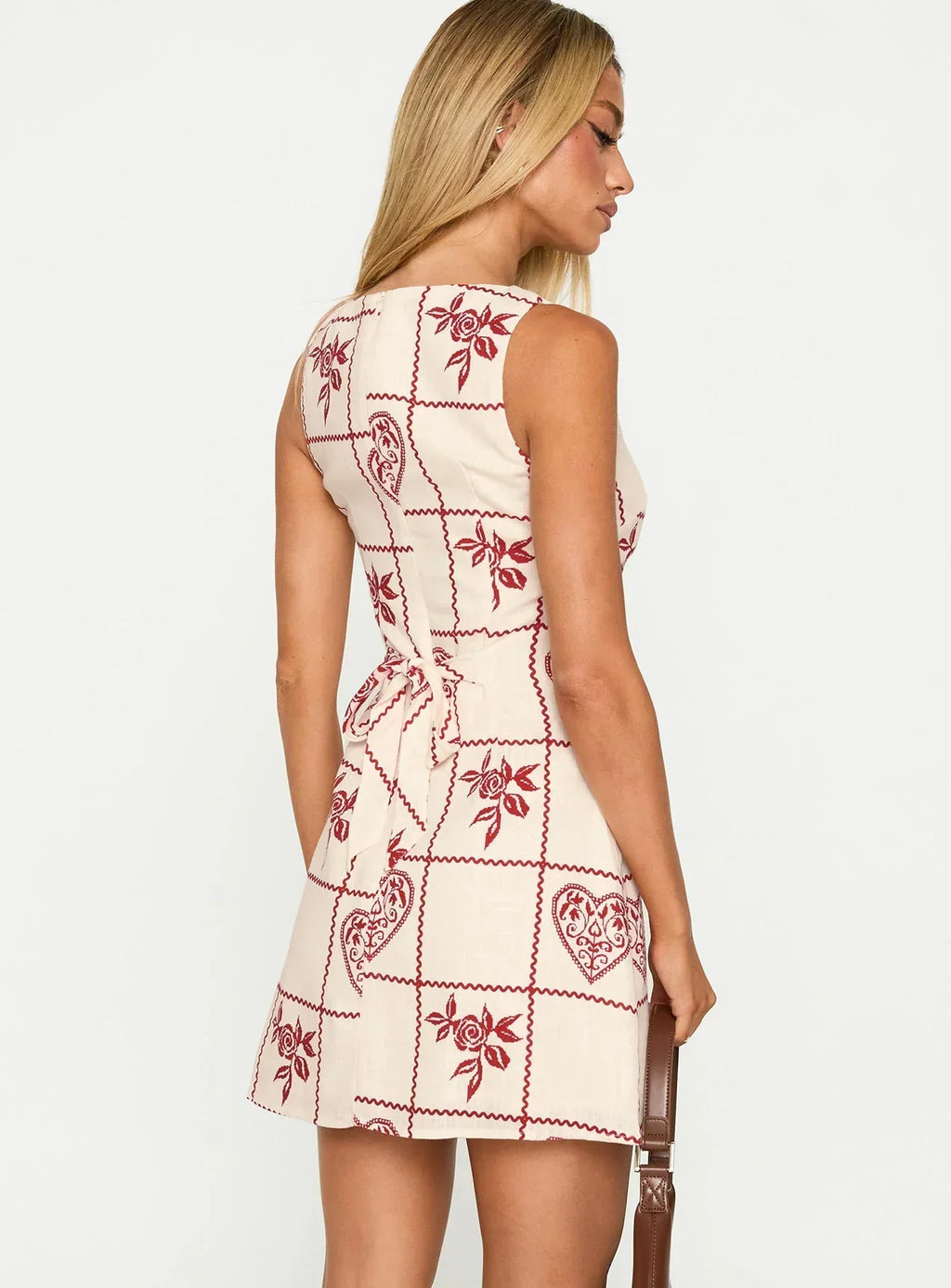 Alfalfa Shift Mini Dress Red Floral Check