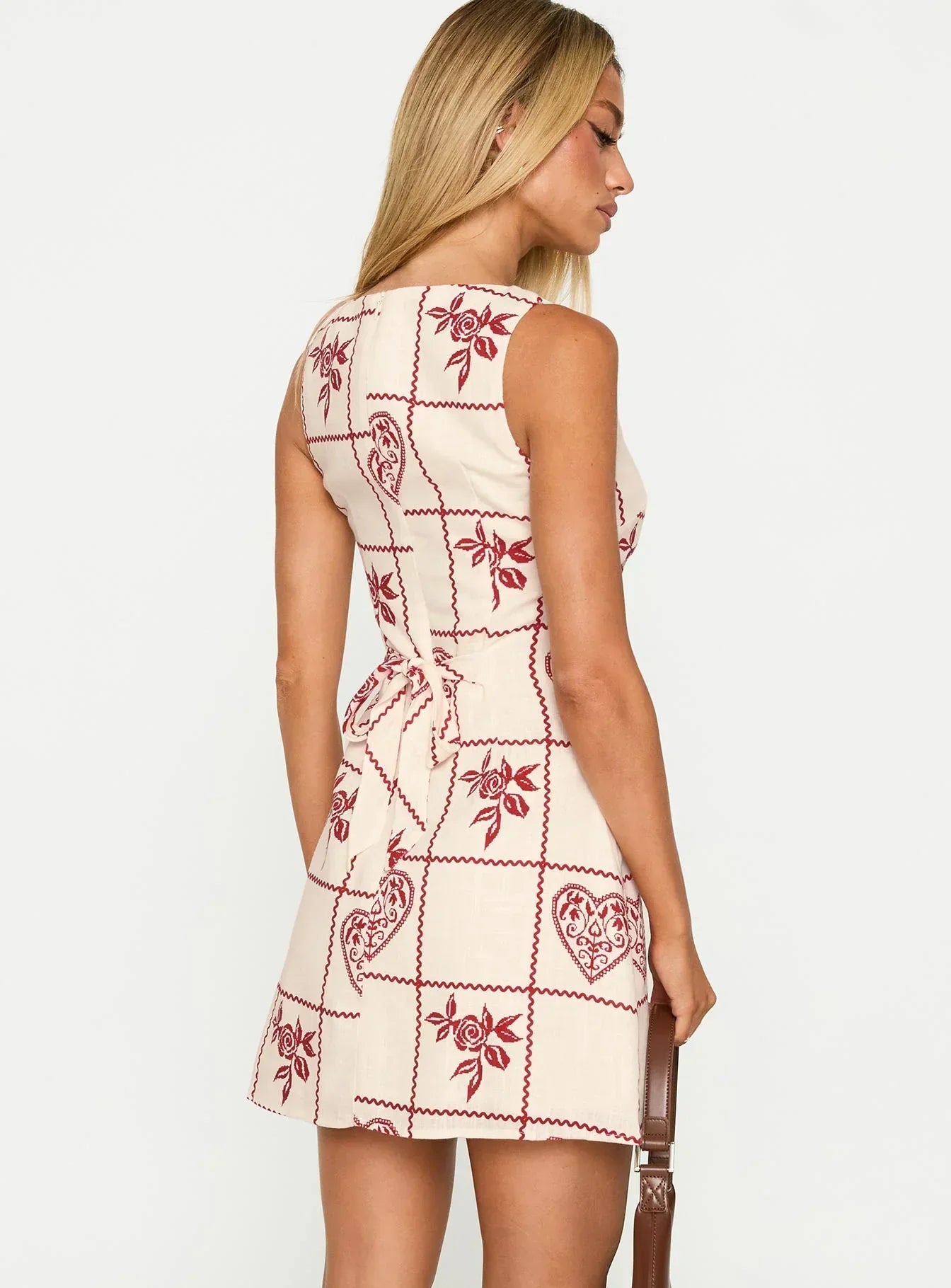 Alfalfa Shift Mini Dress Red Floral Check