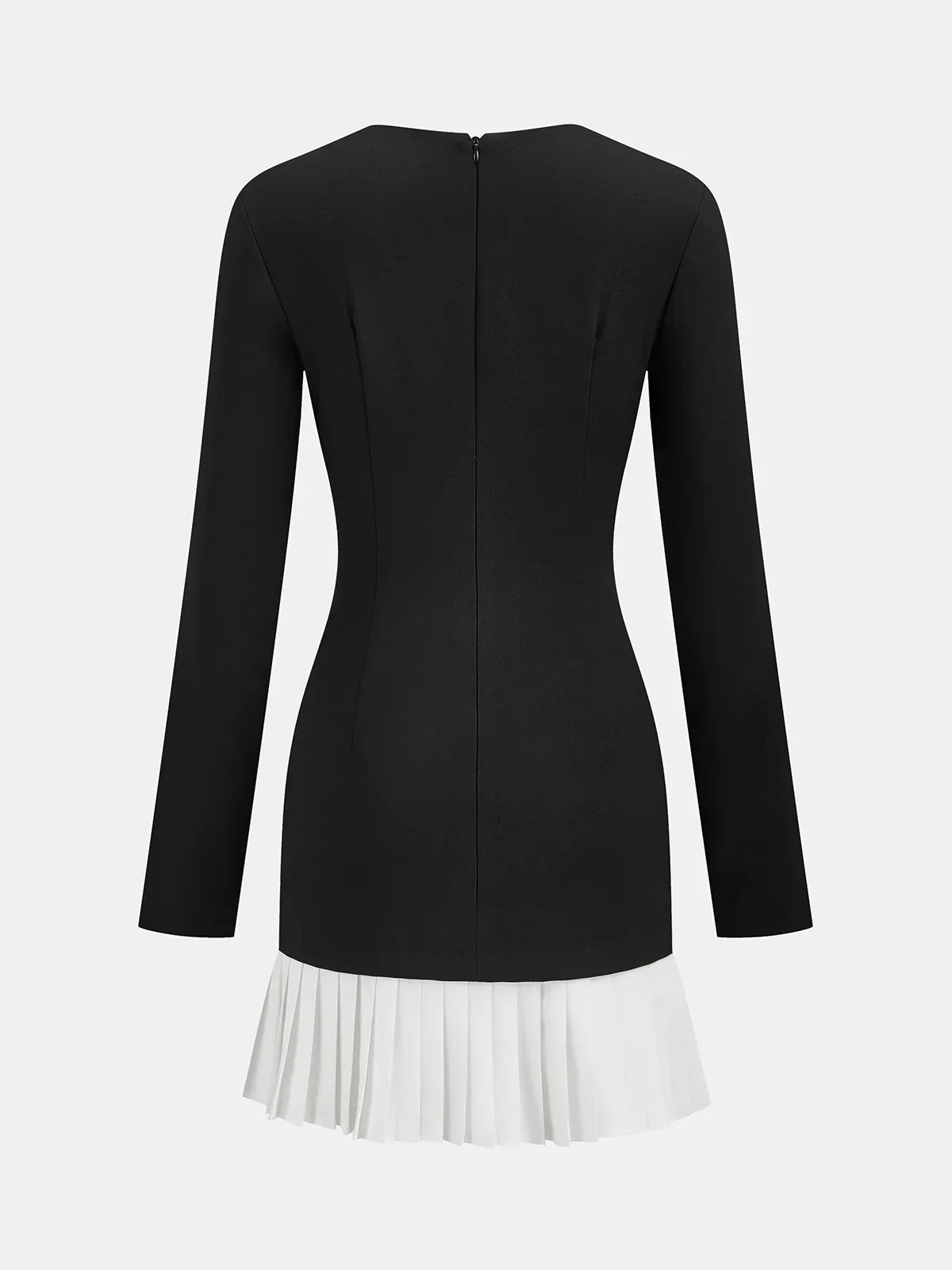 Pleated Hem Panel Asymmetric Metal Detail Mini Dress
