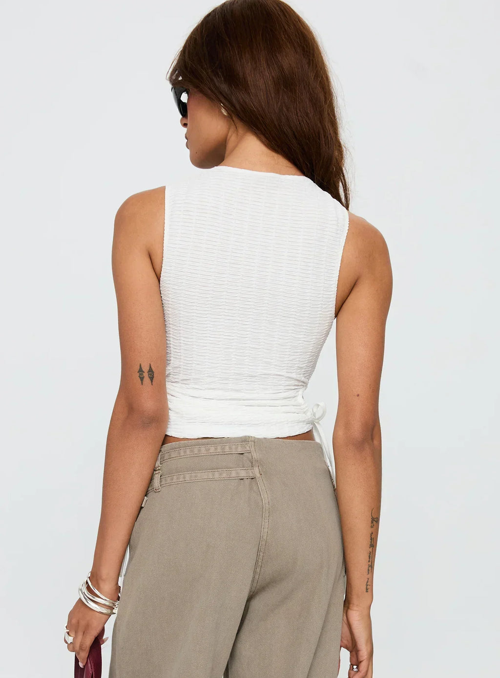 Kaelis Tie Side Top White