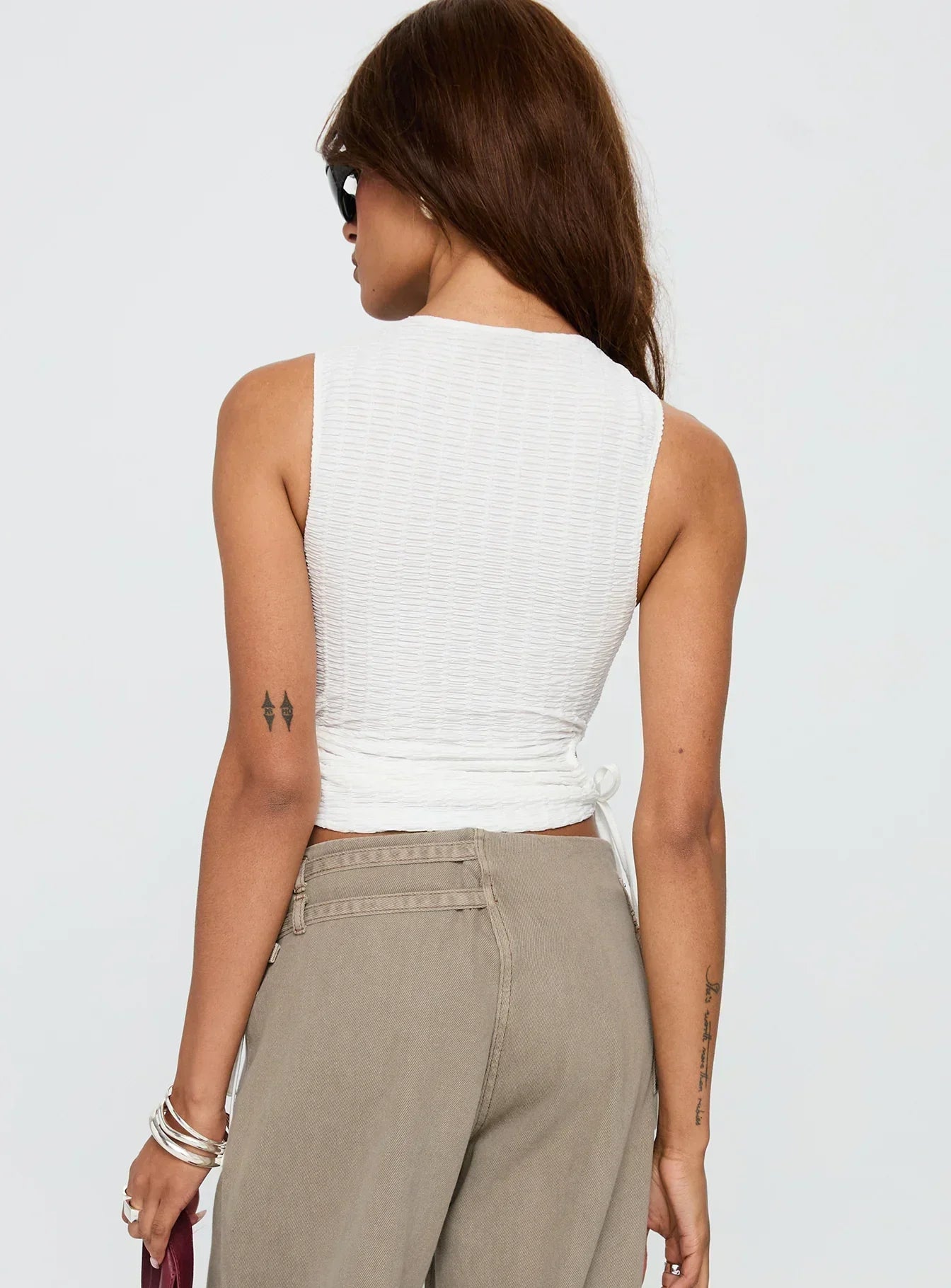 Kaelis Tie Side Top White