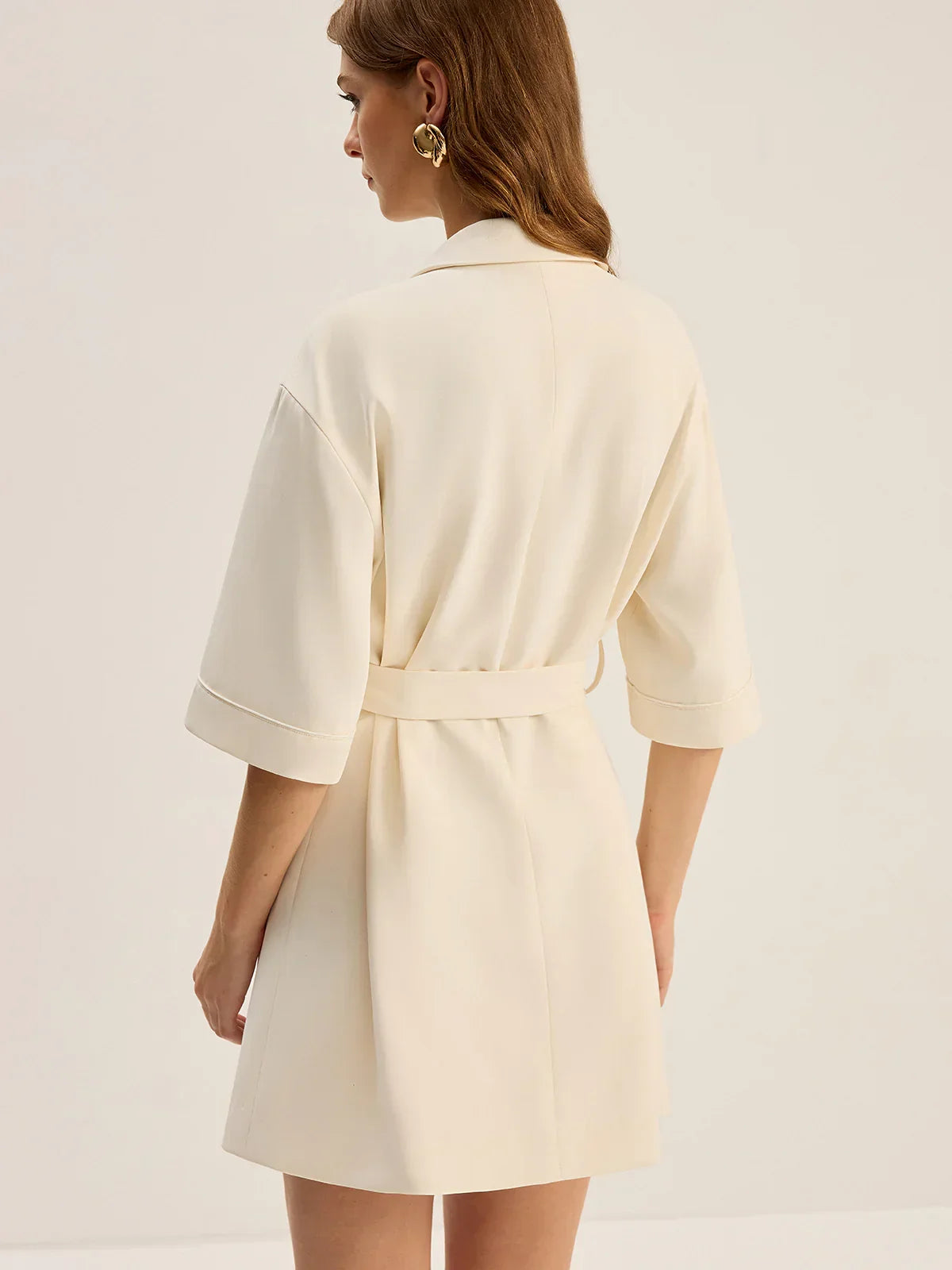 Belted Pocketed Blazer Dress