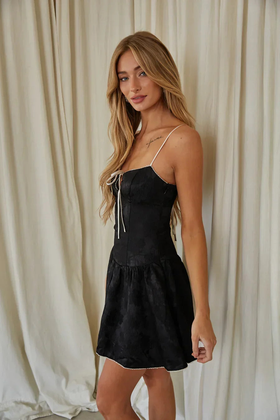 Alisha Coquette Contrast Fit and Flare Mini Dress