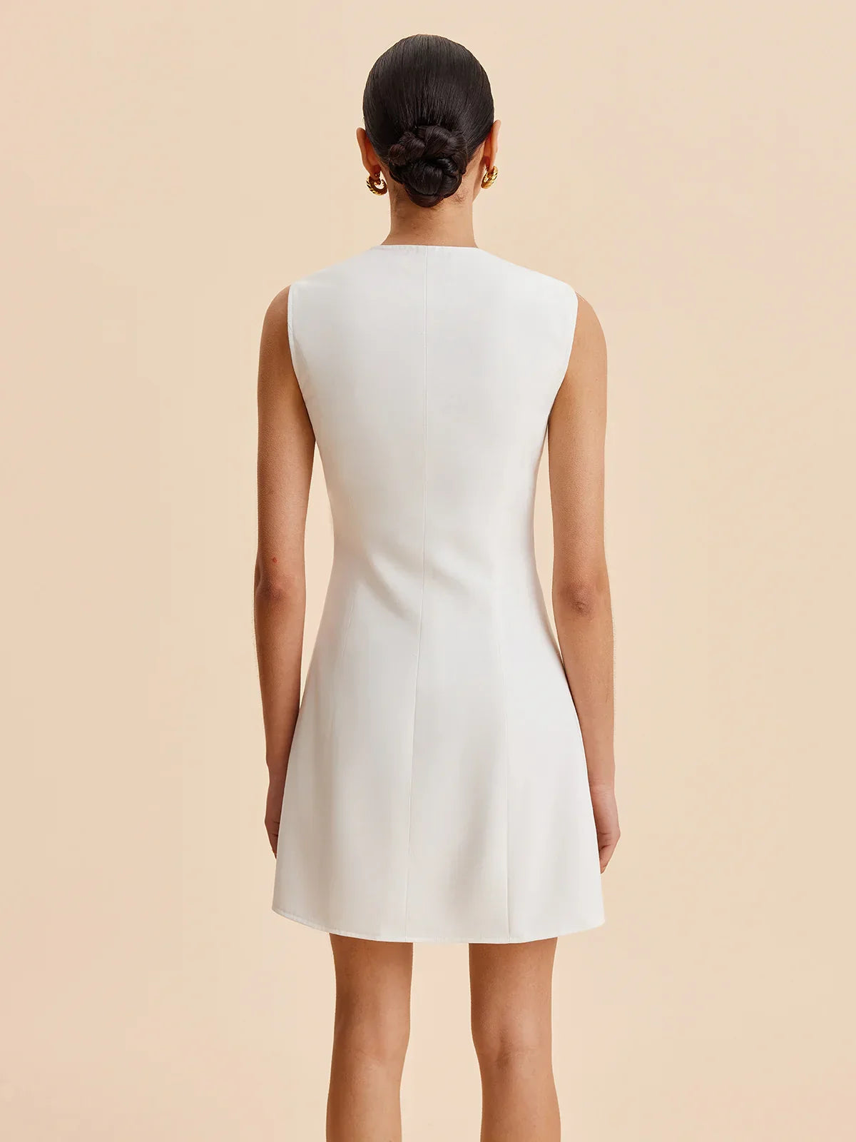 Asymmetrical Button-Up Sleeveless Dress