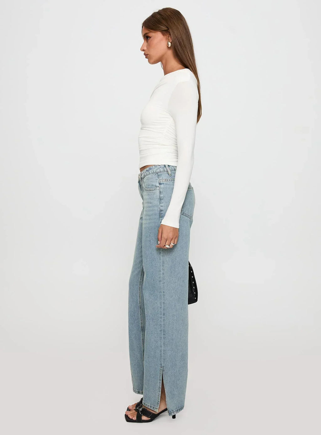 White Mustang Side Split Jean Light Blue