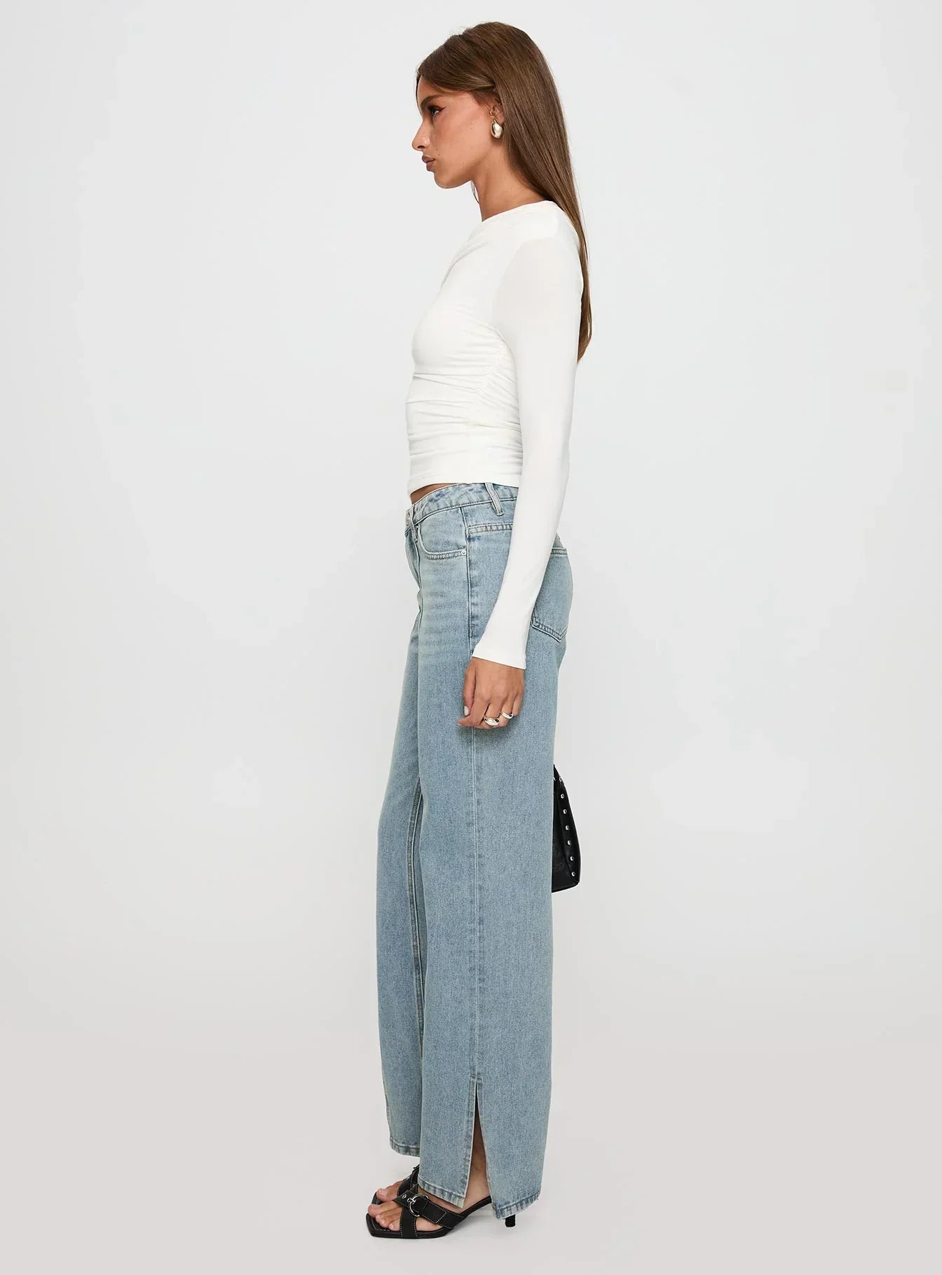 White Mustang Side Split Jean Light Blue