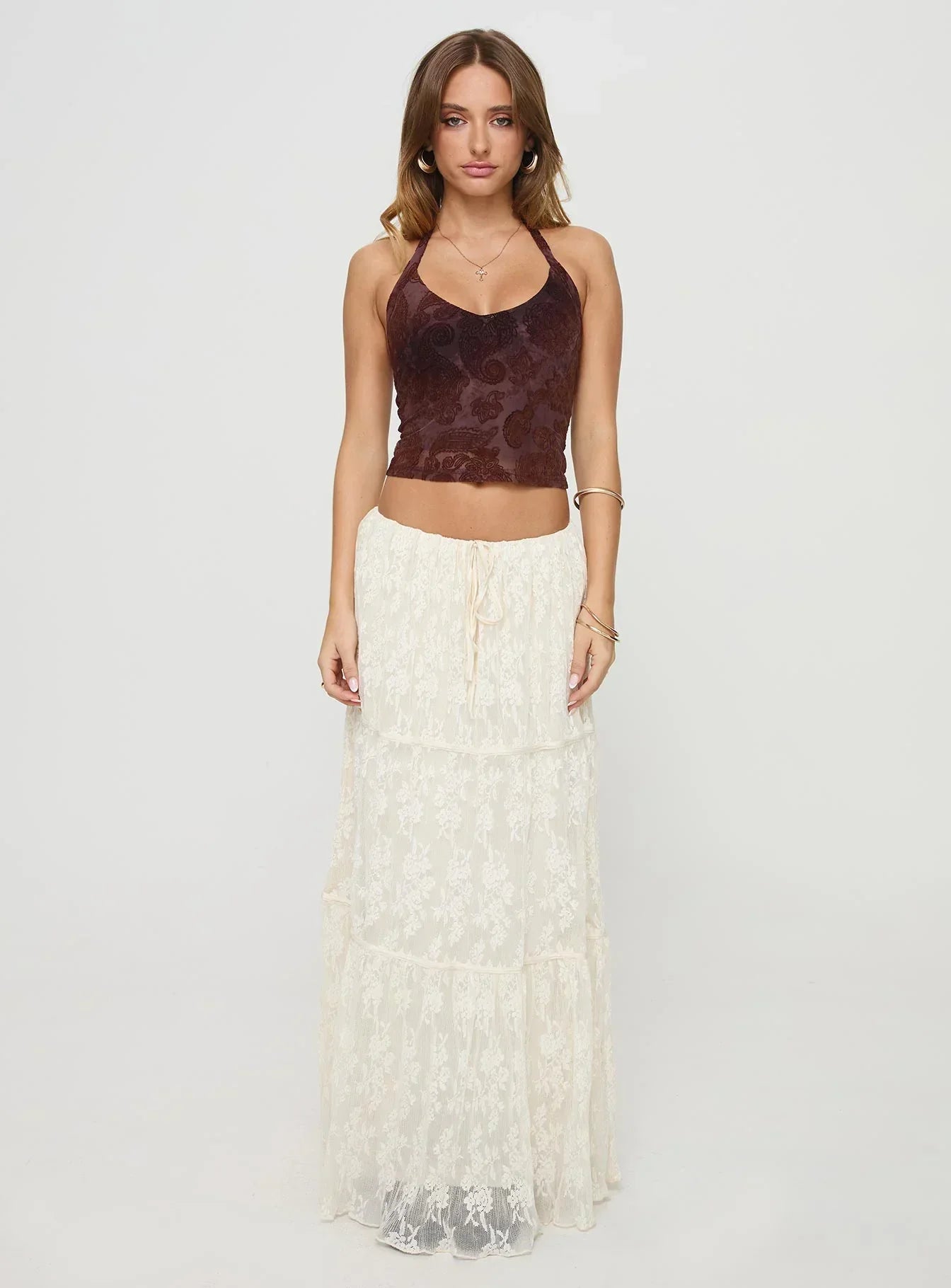 Oh Plisse Maxi Skirt Cream