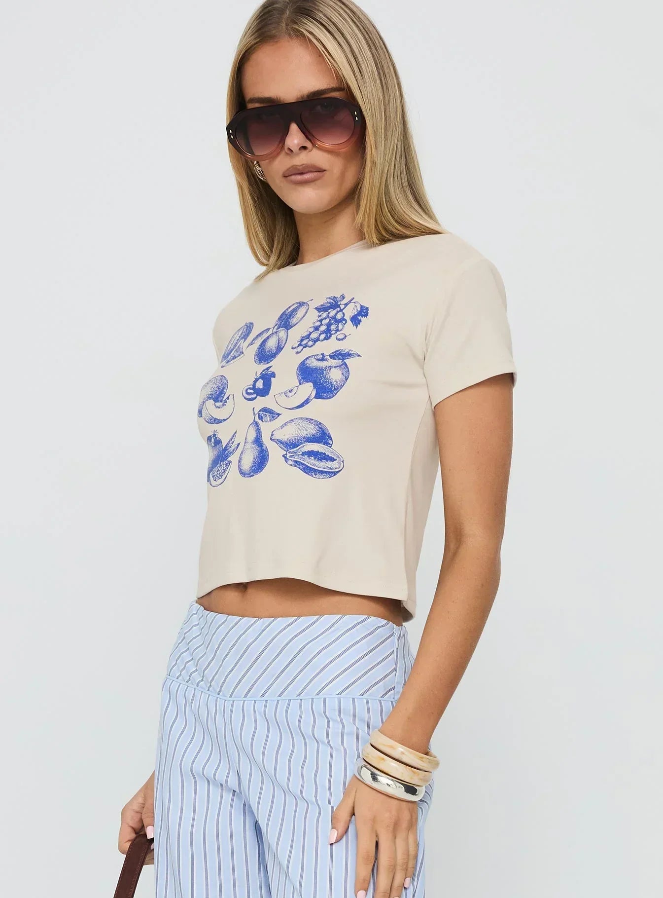 Veggie Patch Graphic Top Grey