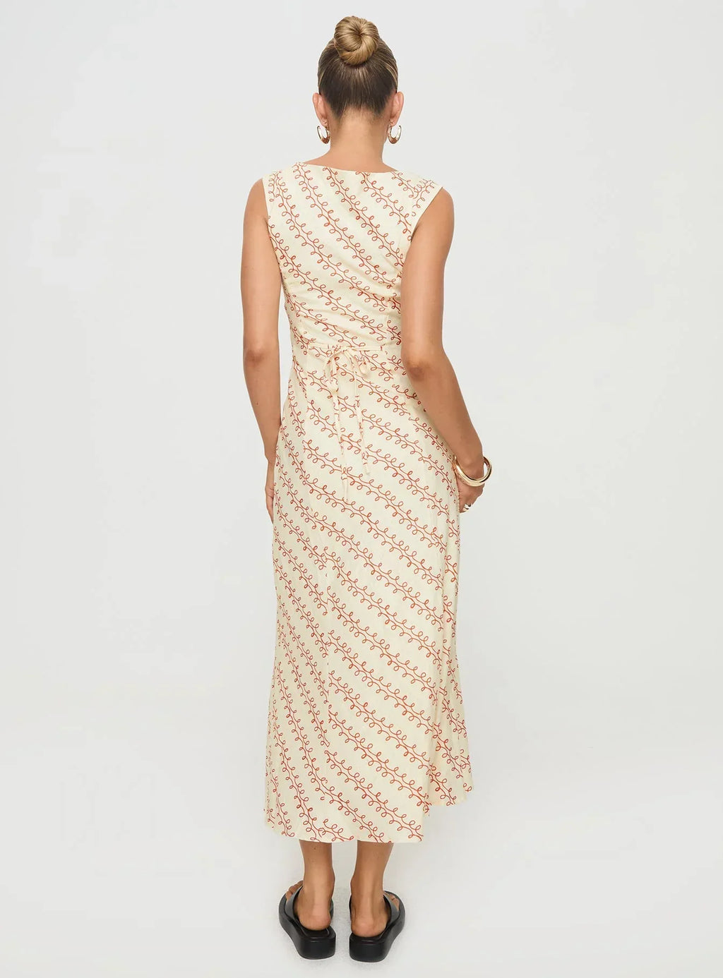 Chosen Girl Linen Blend Midi Dress Multi