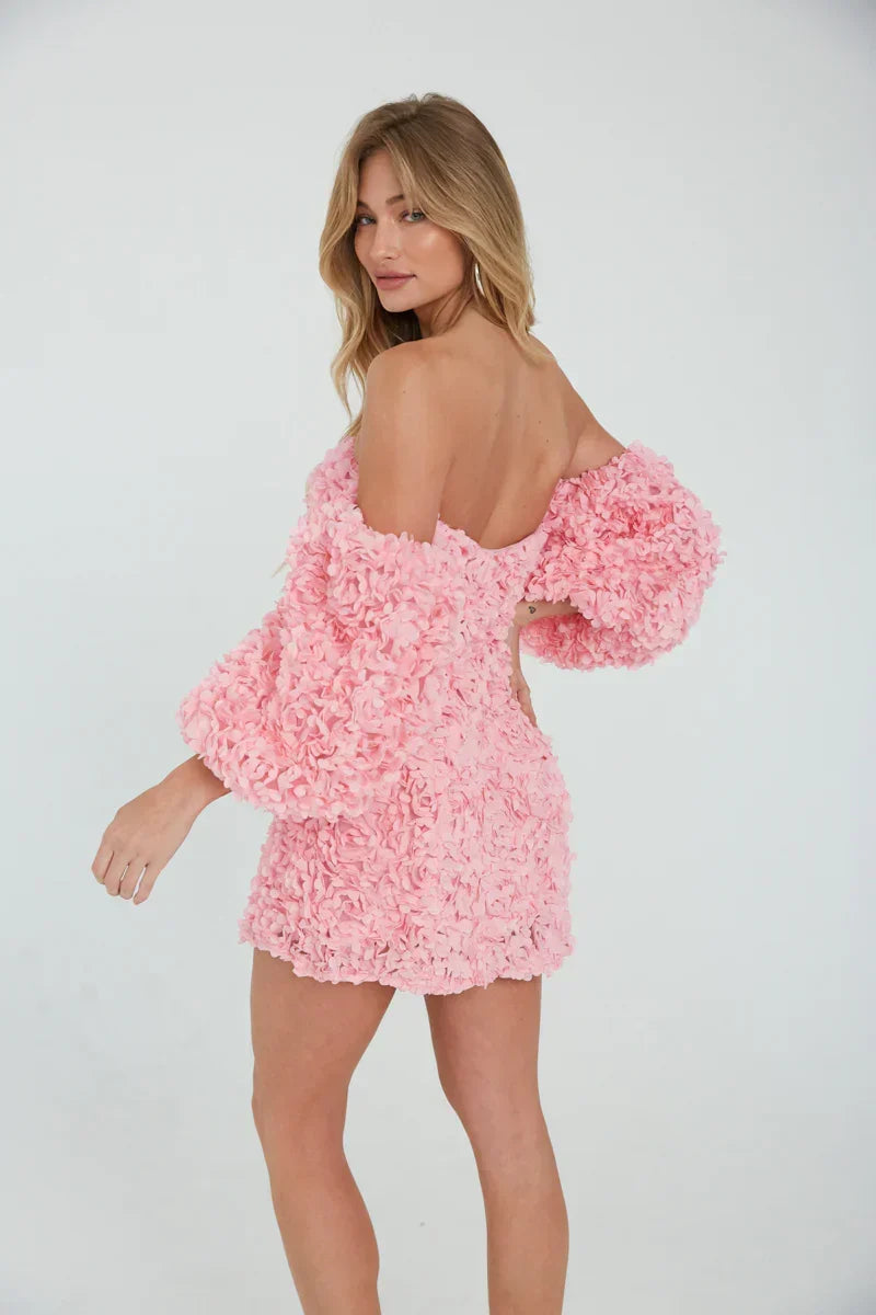 Maylie Flower Applique Mini Dress
