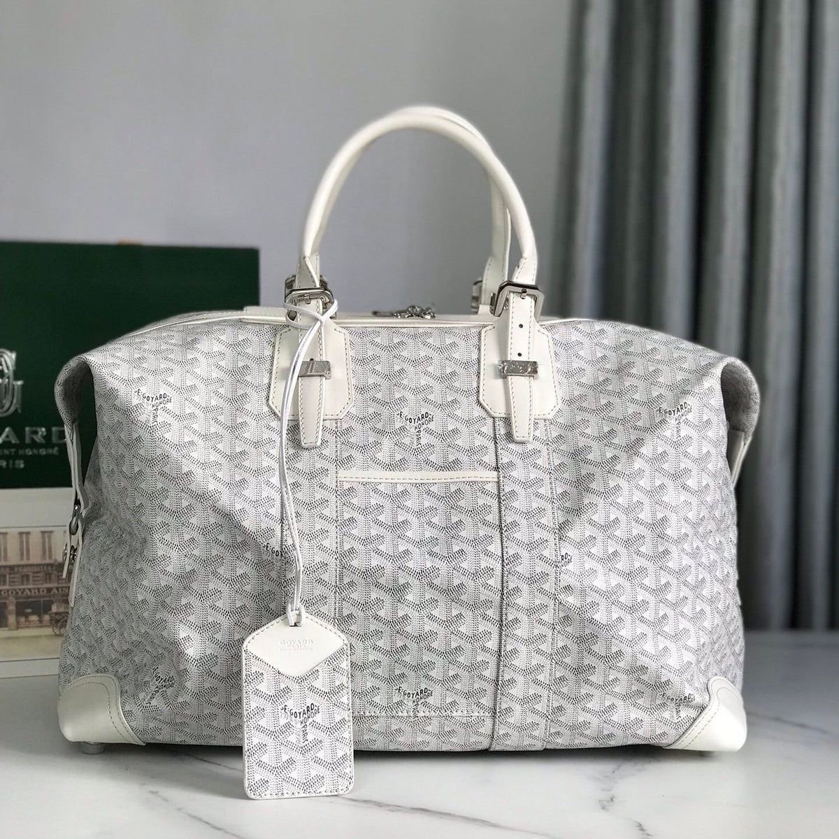 GOYARD Men's And Women's Old Flower Full Print Canvas Collocation Cowhide Shoulder Cross Handbag Travel Bag Bags #75471