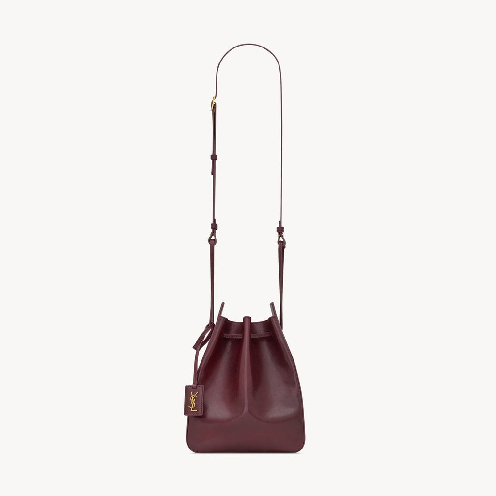 SAINT LAURENT Women's Solid Colour Adjustable Shoulder Strap Leather Drawstring Shoulder Bucket Bag Bags #76825